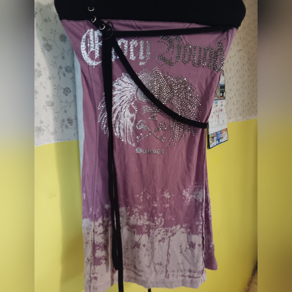 SALVAGE Vintage 'Glory Bound' Pink Tye Dye Rhinestone Dress. M